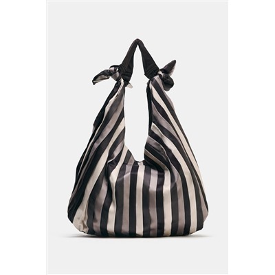 KNOTTED SATIN-EFFECT MAXI BUCKET BAG