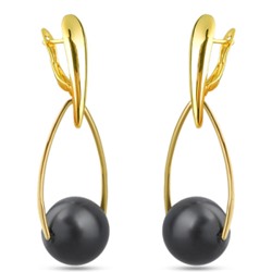 Серьги (Майорка 16мм черная матовая; покрытие золото), Есть комплект