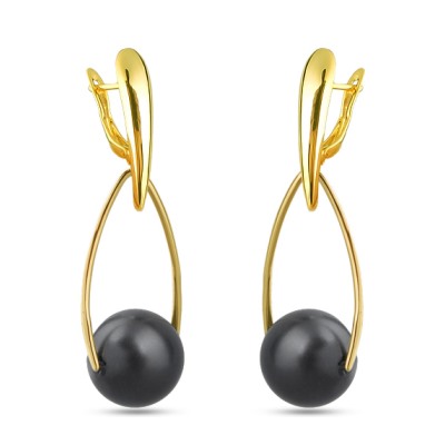 Серьги (Майорка 16мм черная матовая; покрытие золото), Есть комплект