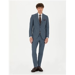 %100 Yün Koyu Mavi Ekstra Slim Fit Takım Elbise
