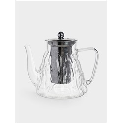 Чайник заварочный, 1 л, стекло Б/сталь, Мятая фактура