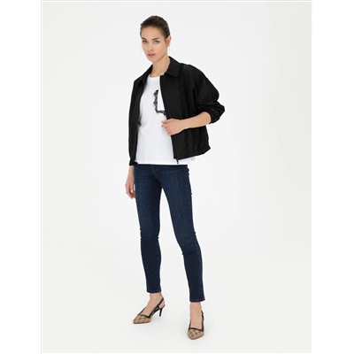 Siyah Comfort Fit Mevsimlik Mont