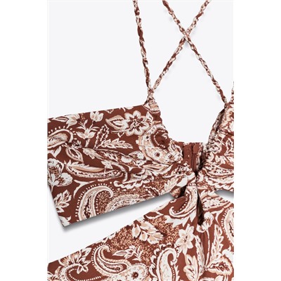 PRINTED MIDI DRESS WITH CUT OUT DETAIL