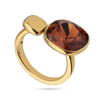 Кольцо Триумф (кристаллы SW шоколад 12мм; покрытие золото), Есть комплект