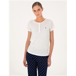 Beyaz Kısakollu Pijama Takımı