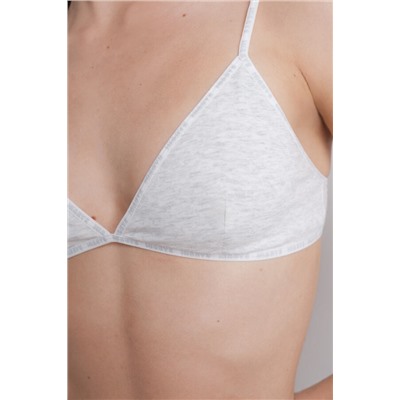 Sujetador triangular algodón copas extraíbles gris