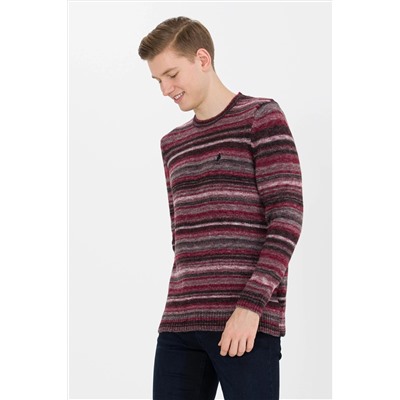 Erkek Vişne Bisiklet Yaka Triko Kazak