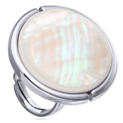 Кольцо Амфитрита (перламутр 35мм белый; покрытие родий), Есть комплект