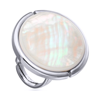 Кольцо Амфитрита (перламутр 35мм белый; покрытие родий), Есть комплект