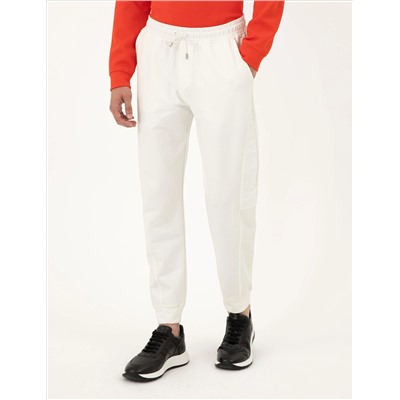 Beyaz Slim Fit Eşofman Altı