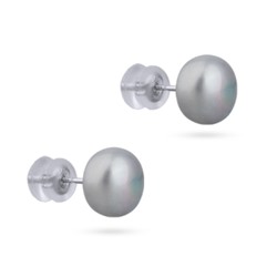 Пусеты (жемчуг серо-голубой 9мм; покрытие родий), Есть комплект