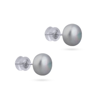 Пусеты (жемчуг серо-голубой 9мм; покрытие родий), Есть комплект