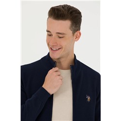 Erkek Lacivert Basic Triko Hırka