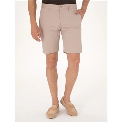 Bej Slim Fit Dokuma Şort