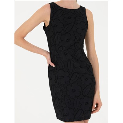 Siyah Slim Fit Dokuma Elbise