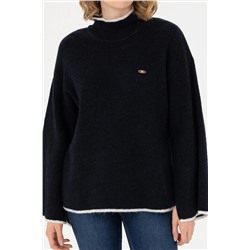 Kadın Lacivert Balıkçı Yaka Kazak