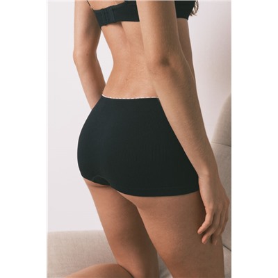 Braga boxer sin costuras canalé negra