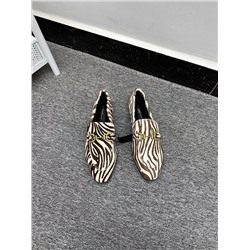 Женские кожаные(конский волос) лоферы с принтом "зебра" РИВЕРЛАЙ*Н