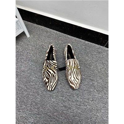 Женские кожаные(конский волос) лоферы с принтом "зебра" РИВЕРЛАЙ*Н