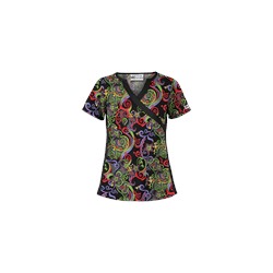 UA Imperial Garden Granite V-Inset Mock Wrap Print Scrub Top