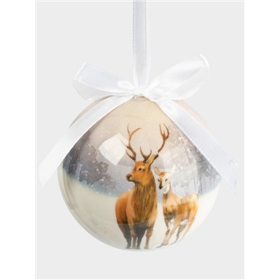 Игрушка елочная, 7 см, пенопласт, шар, Олени, New year