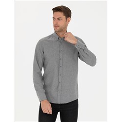 Gri Slim Fit Uzun Kollu Gömlek