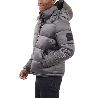 Michael Kors Men's Heavyweight Metallic Finish Hooded Puffer Jacket