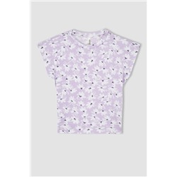 Kız Çocuk Regular Fit Desenli Kısa Kollu Tişört