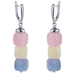 Серьги Селена (кварц карамельный микс 7-8 мм; покрытие родий), Есть комплект