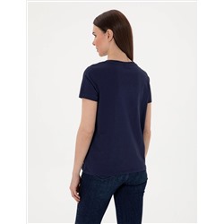 Lacivert Regular Fit V Yaka Basic Tişört