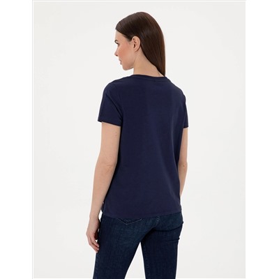 Lacivert Regular Fit V Yaka Basic Tişört
