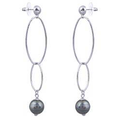 Серьги (Майорка 12мм серо-голубая; покрытие родий), Есть комплект