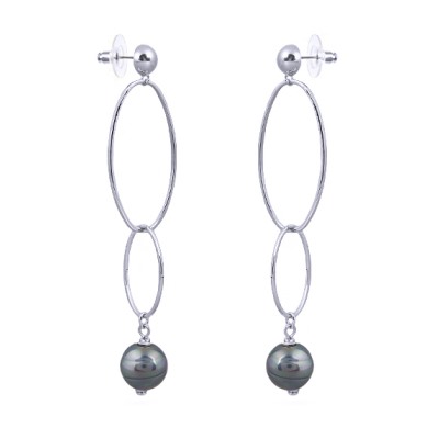 Серьги (Майорка 12мм серо-голубая; покрытие родий), Есть комплект