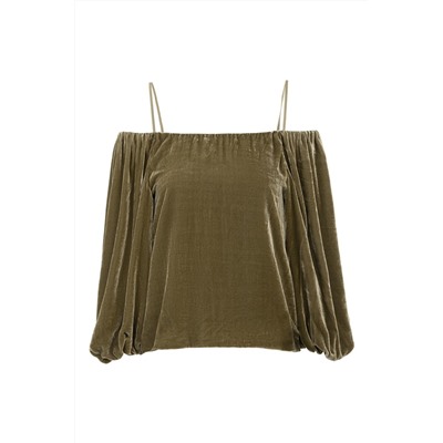 Blusa de terciopelo Caqui