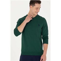 Erkek Yeşil Bisiklet Yaka Sweatshirt