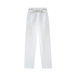 Vaquero boyfriend de tiro alto Blanco