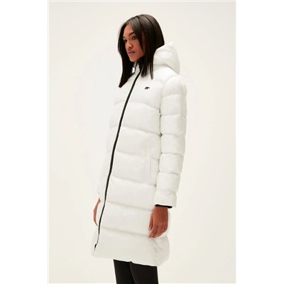 Bad Bear Wayfarer Puffer Off-White Beyaz Kapüşonlu Uzun Kadın Mont