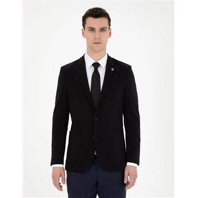 Siyah Esnek Fit Blazer Ceket
