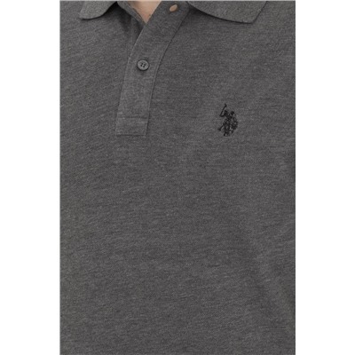 Erkek Slim Fit Polo Yaka Antrasit Melanj Basic Tişört