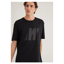 Mavi Pro Logo Baskılı Siyah Tişört Loose Fit / Bol Rahat Kesim 0612431-71379