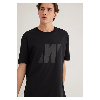 Mavi Pro Logo Baskılı Siyah Tişört Loose Fit / Bol Rahat Kesim 0612431-71379