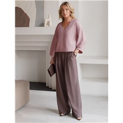 Укороченная блузка с V вырезом из плотного лиоцелла