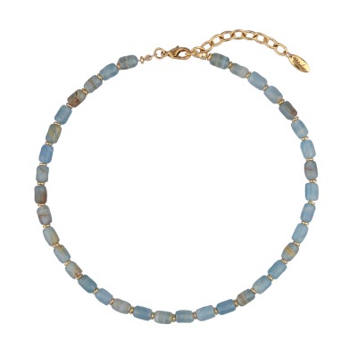 Колье Селена (апатит голубой 8мм; покрытие золото) 42-47см, Есть комплект