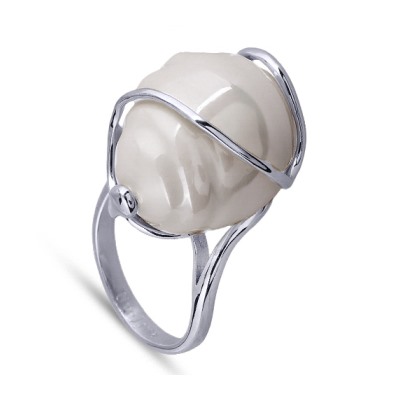 Кольцо (Майорка 18мм барочная шампань; покрытие родий)