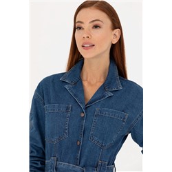 Kadın Koyu Mavi Jean Elbise