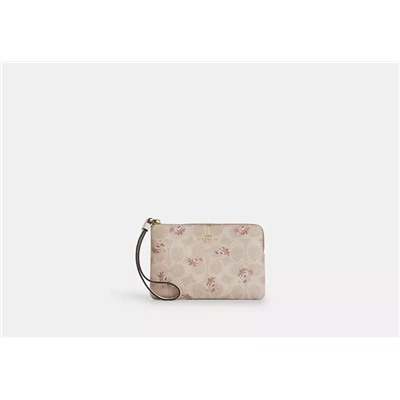 Corner Zip Wristlet In Signature Canvas With Stripe