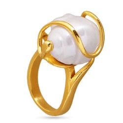 Кольцо (Майорка 14мм белая; покрытие золото)