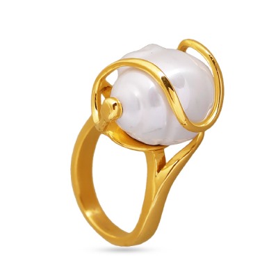 Кольцо (Майорка 14мм белая; покрытие золото)