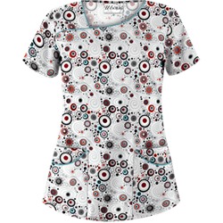 UA Mod Mix White Asymmetrical Scrub Top