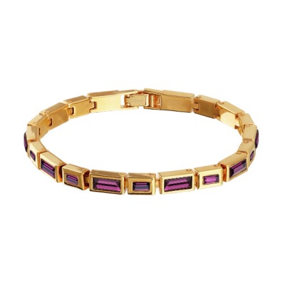 Браслет Богемия (кристаллы SW темный аметист; покрытие золото) 20см, Есть комплект